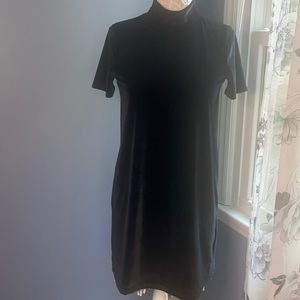 Madewell Black Velvet Mock Neck Mini Dress